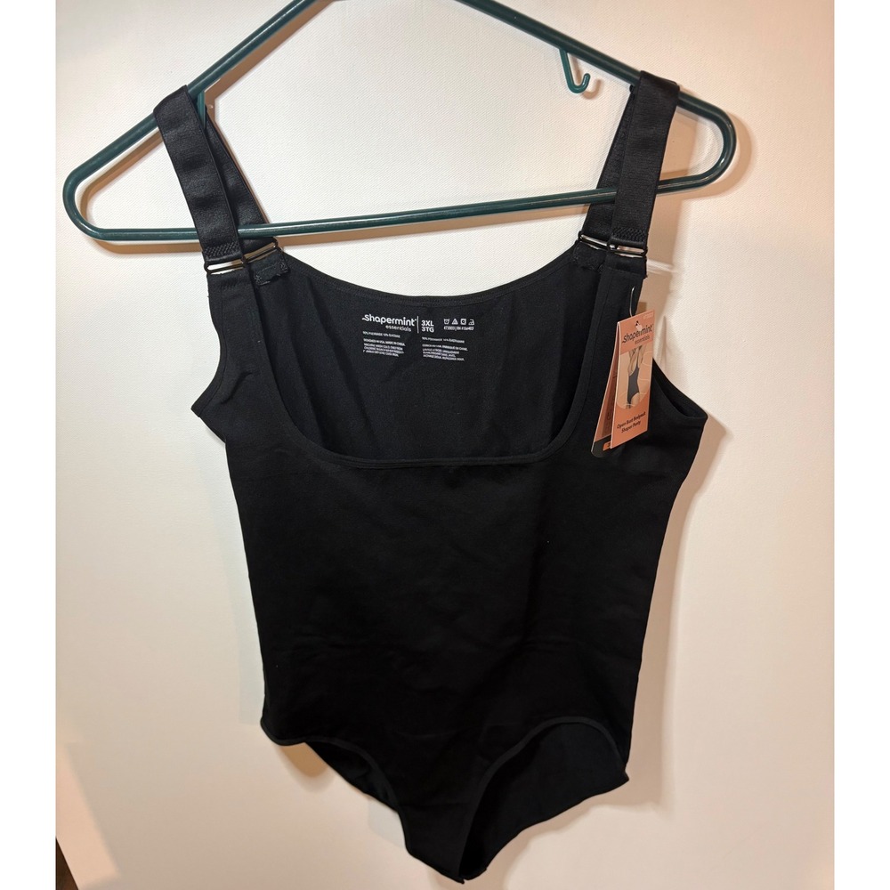 Shapermint Essentials Open Bust Bodysuit Shaper Panty Black Plus Size 3XL NWT